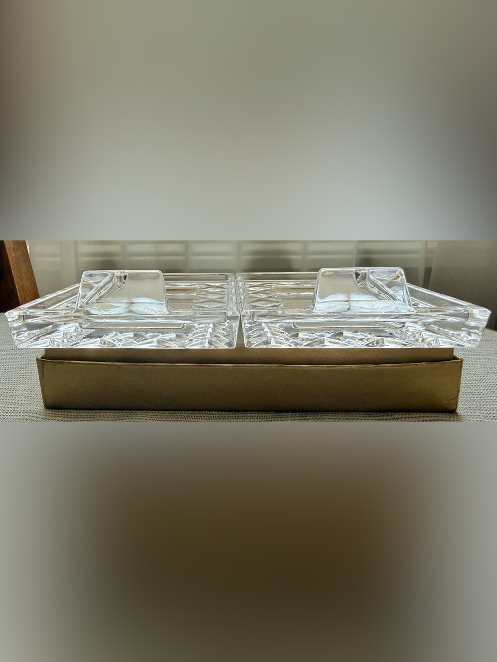 2 small Lenox Clear Crystal Czech Republic Faceted Rectangle Photo Vintage Frame - Picture 6 of 15